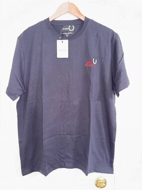 Raf Simons x Fred Perry Laurel Wreath Logo T-Shirt Navy XL New Embroidered